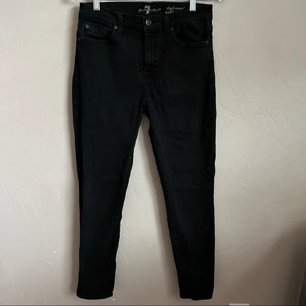 7 For All Mankind Black High Waist Crop Guenevere Skinny Denim Jeans_2